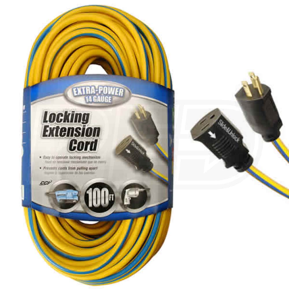 Coleman Cable 024398826 14 GA, 100 FT Locking Outdoor Extension Cord