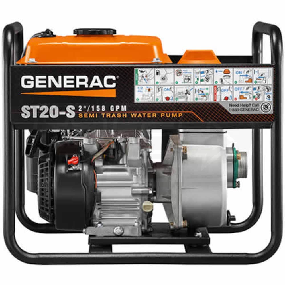 Generac 6919 ST20S 158 GPM 2Inch SemiTrash Water Pump w/ Subaru Engine