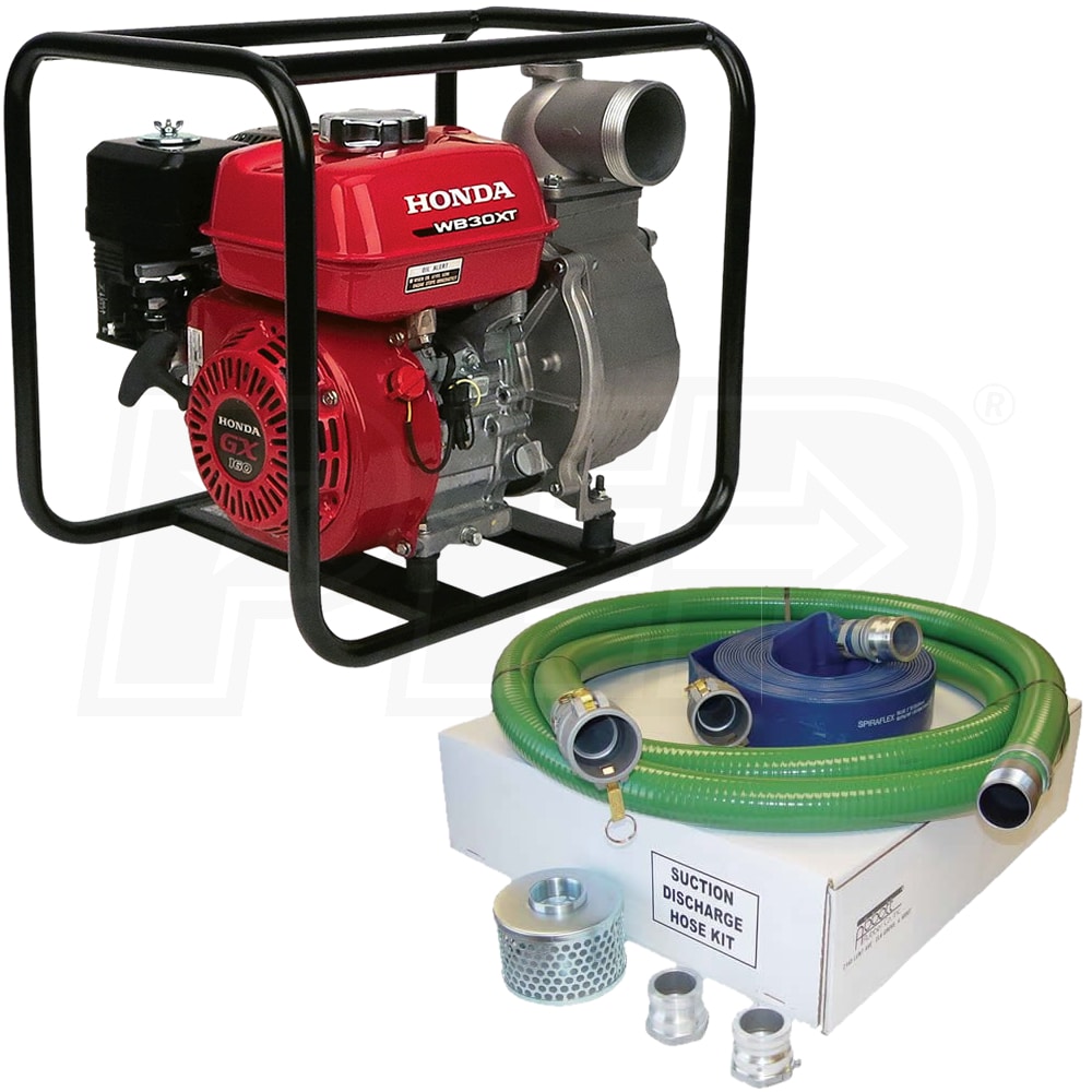 2" Flex Water Suction Hose Trash Pump Honda Complete Kit w/100' Red Disc 