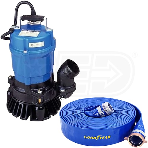 2" Green Water Complete Hose Trash Pump Kit w/75' Blue Discharge Hose 